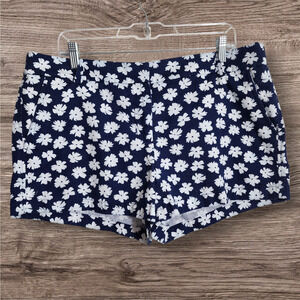J. Crew factory blue with white flower print chino shorts woman's size 14
